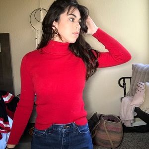 Red turtle neck